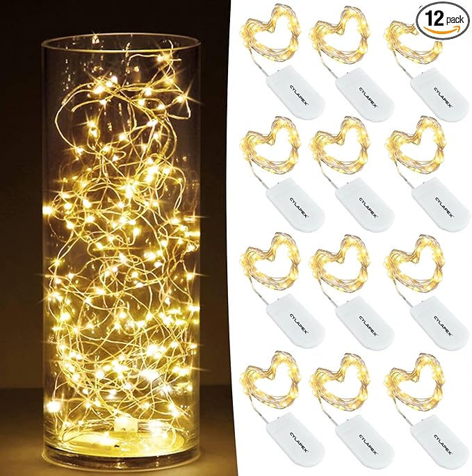CYLAPEX 12 Pack Fairy Lights String Battery Operated Fairy Lights, 20 LED on by CYLAPEX