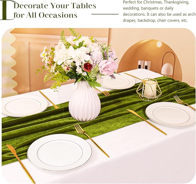 Velvet Table Runner 20 x 120 Inches 10ft Luxurious Thick Soft Velvet Christmas - Image 5