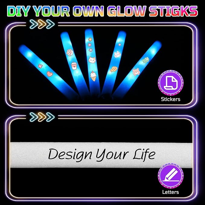 Foam Glow Sticks Bulk, Glow Party Supplies - Image 5