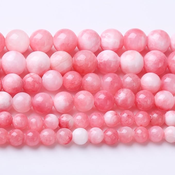 Pink Persian Jade Stone Beads Gemstone Round Crystal Energy Jade Beads Stone by Unknown