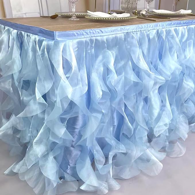 Luxury Organza Mesh Table Skirt Draping Floating Romance - Image 4