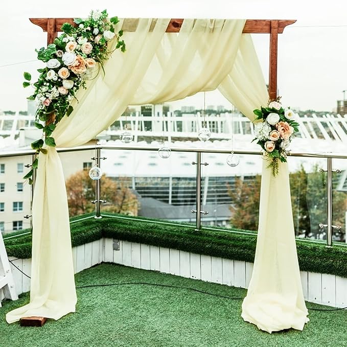 Wedding Arch Draping Fabric Beige Arch Drapes Sheer Backdrop Curtain - Image 8