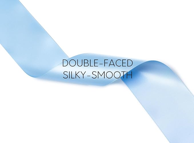 Baby Blue Satin Ribbon 2.5 Inch Double-Faced Ribbons 25 Yards - Image 3