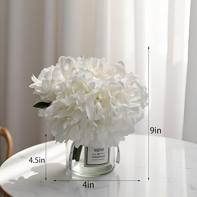 LADADA Artificial White Peony and Glass vase Decoration, Glass Bottle Set - Image 5