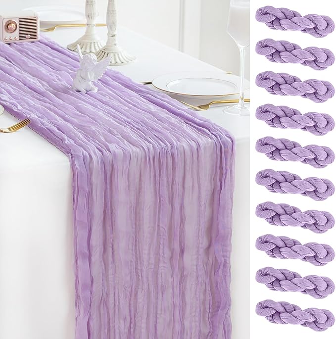 Sioloc 10 Pack Lilac Purple Lavender Cheesecloth Table Runner Fall Autumn Decor by HEALTHYCOMFORTLIFE
