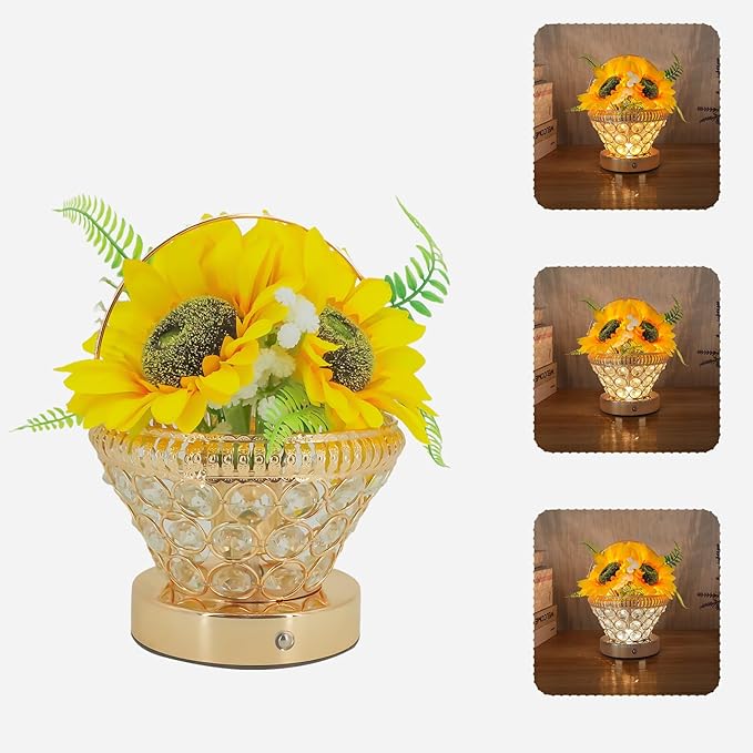 Birthday Gifts for Women, Gift Basket for Mom Sunflower Cordless Table Lamp - Image 6