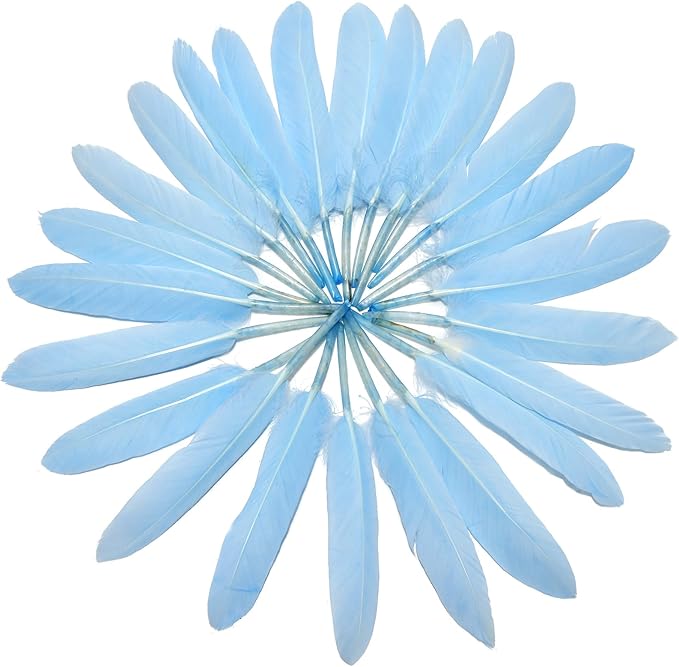 FeelfunFeather 120pcs Sky Blue Goose Cochettes Feather Natural Bulk 4-6 inch - Image 3