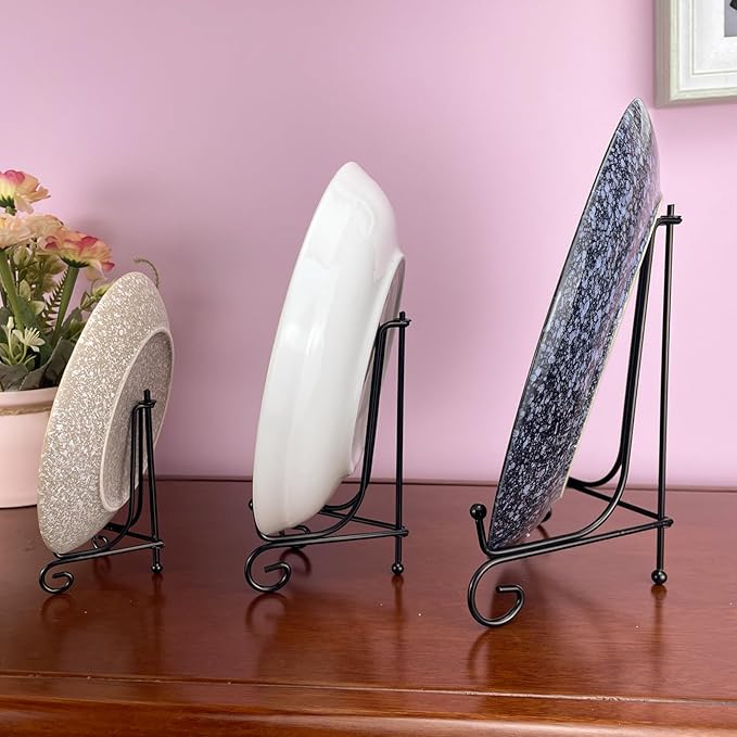 6PCS 3 Size Black Iron Plate Stands - Image 2