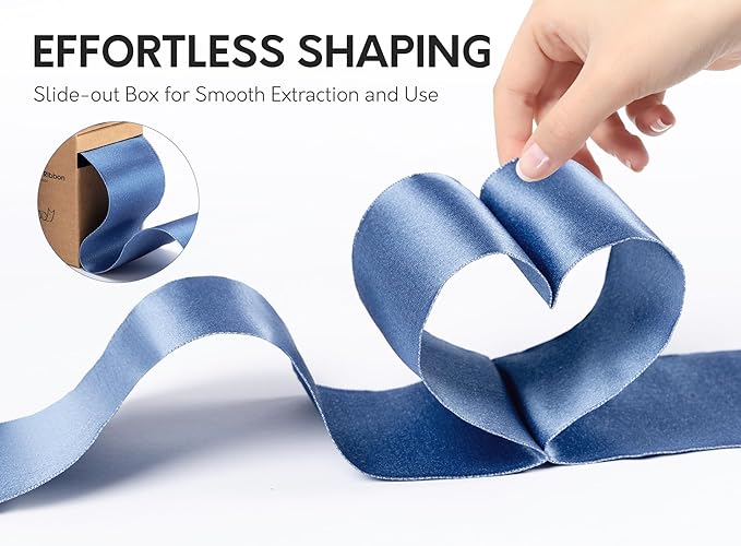 Dusty Blue Satin Wired Ribbon 2-1/2 Inch Double-Faced Sliver Glitter Christmas - Image 2