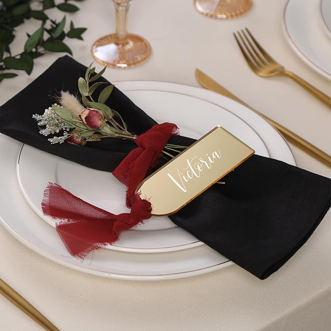 UNIQOOO 20 Pcs Mirror Gold Acrylic Place Cards, 3.9x1.6 inches DIY Blank - Image 3