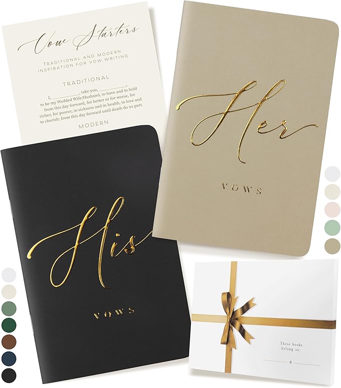 ARTESORI Wedding Vow Book for Her & Him, Soft Touch, 28 Lined Pages, Wedding by Artesori