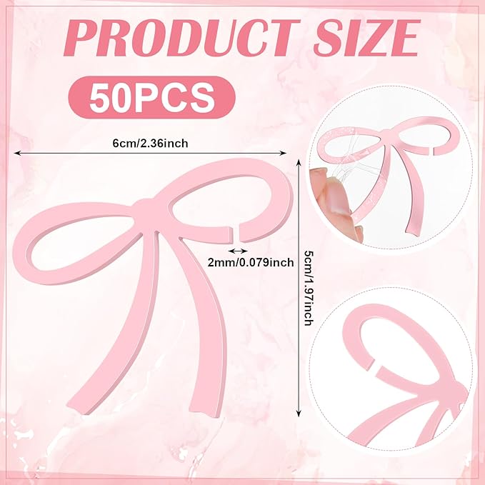 50 Pcs Bows Drink Tags Coquette Bow Wine Glass Charms Acrylic Bowknot Drink Tag - Image 2