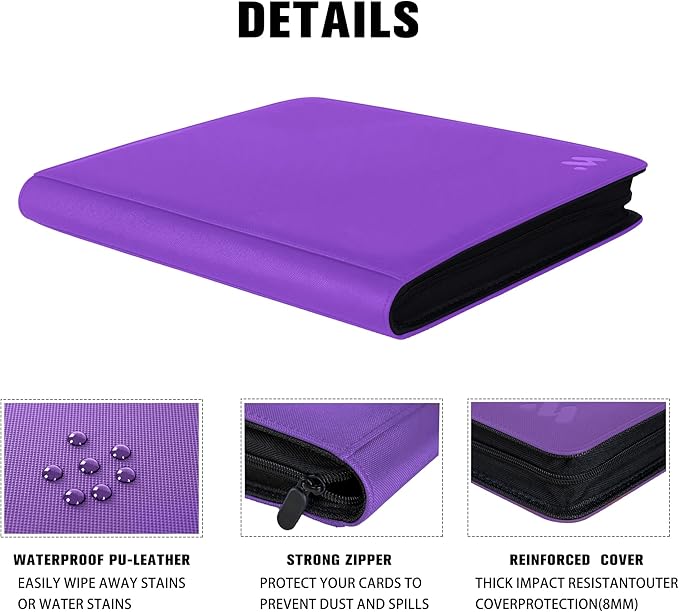 Premium 1000+ Pockets Card Binder, 16 Pockets Trading Card Binder Ringless Side - Image 5