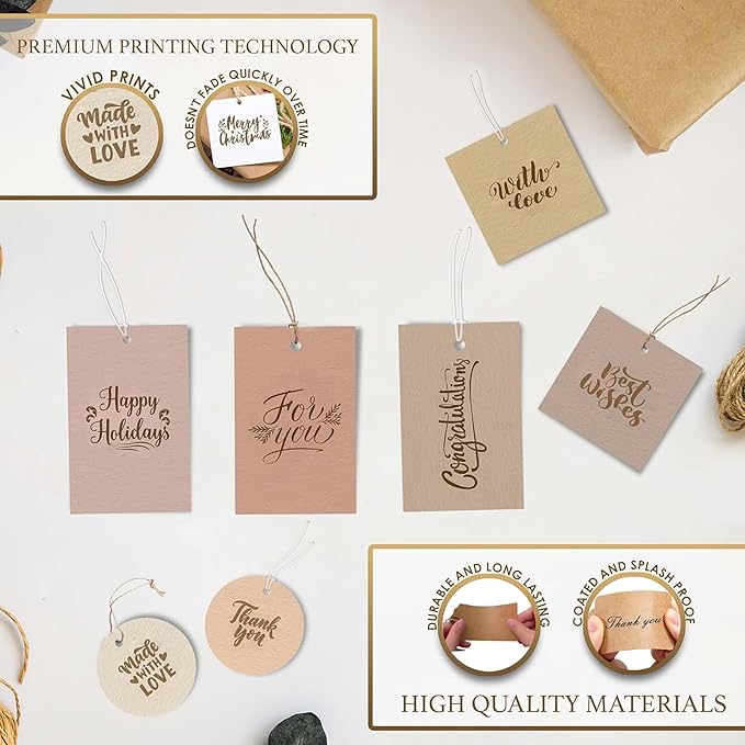50-200 pcs Custom Hang Tags, Personalized Clothing Tags - Image 2