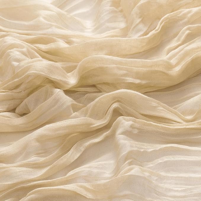 MLMW 3 Pack Champagne Gold Table Runner Cheesecloth Boho Gauze Rustic Cheese - Image 2