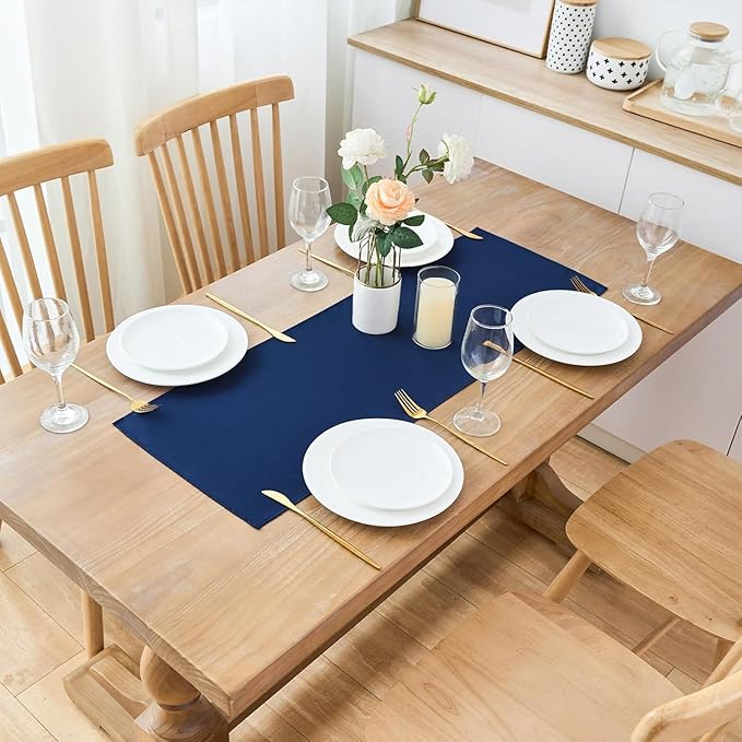 2 Pack Navy Blue Small Short Table Runner 12 x 24 Inch Solid Color Runners - Image 2