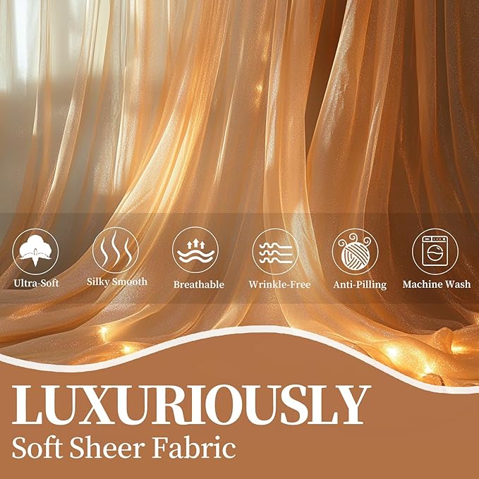 10x10ft Champagne Tulle Backdrop Curtain - Image 5