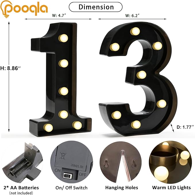 Pooqla Decorative Led Light Up Number Letters - Image 4