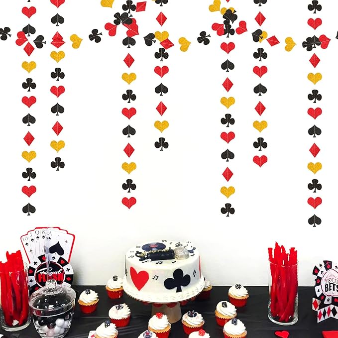 Red-Black Gold Casino Party-Decorations Streamers-Garland - 52ft Poker Theme - Image 2