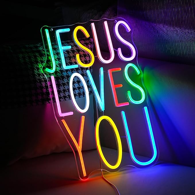 Jesus Loves You Neon sign Colorful Led Letters Sign Neon Light - Image 5