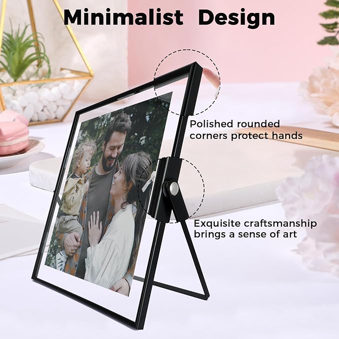 Black Floating Frame, For Picture 9x11, Tabletop Shelf Photo Frames, Classy - Image 4
