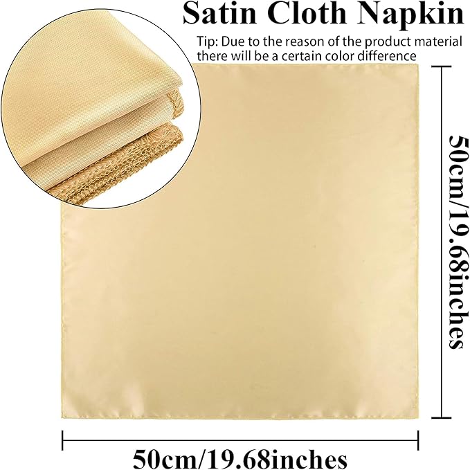 Aneco 24 Pieces Satin Napkin Square 20 x 20 Inches Dinner Napkins Weddings - Image 2