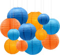 Blue Orange Paper Lanterns Decorative 12pcs Party Hanging Decorations by Capesaro
