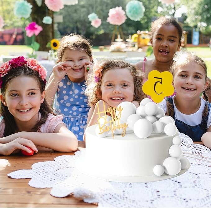 MIAHART Ball Cake Toppers Boho Grass Cake Topper Ball Cake Insert Decoration - Image 4