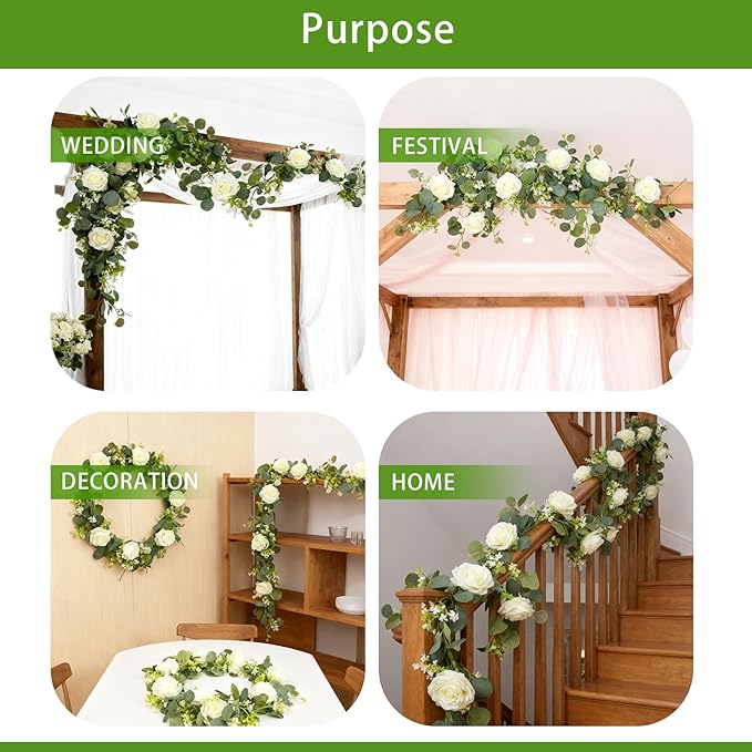 2 Pack 5.9 FT Artificial Flower Garland - Image 6