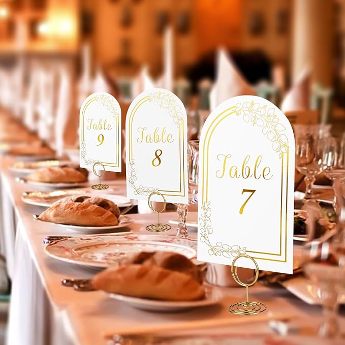 Wedding Table Numbers 1-30, 30 White Gold TableNumber Cards - Image 4
