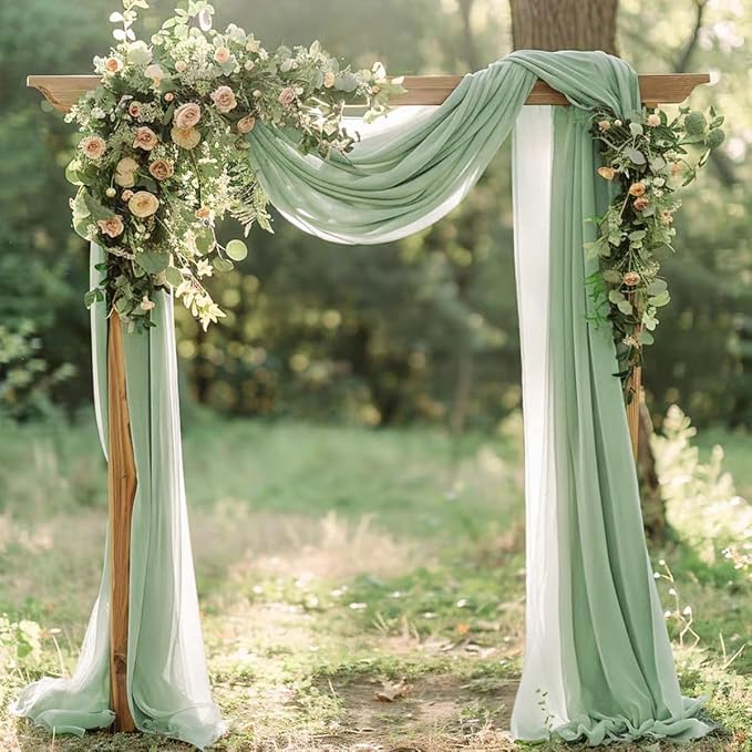 Sage Green Elegant Arch Draping Fabric Outdoor 1 Panel 29" × 20Ft Sheer Chiffon - Image 5