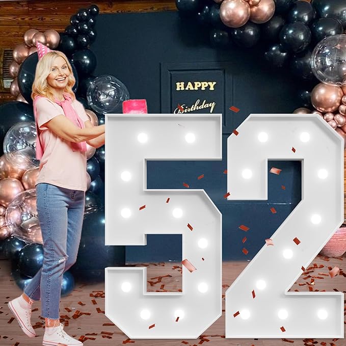 Marquee Numbers Large 52nd-Birthday Decorations: 4ft Light Up Number Party - Image 7