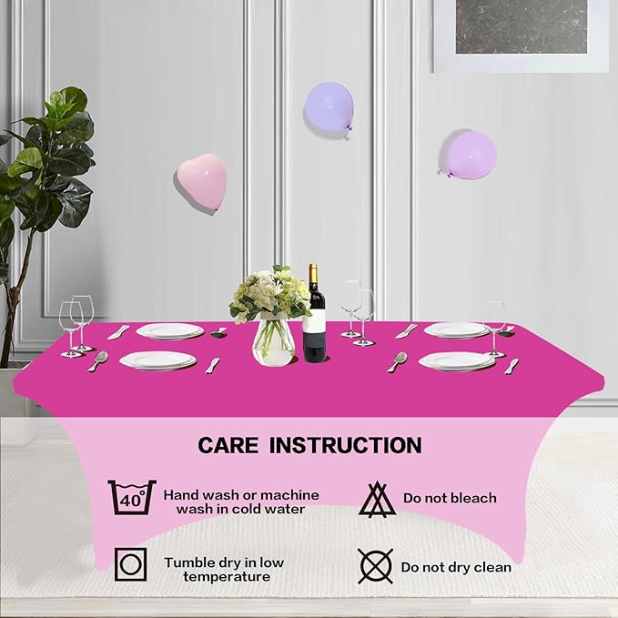 IVAPUPU 6FT Table Cloth for Rectangular Fitted Events Stretch Fuchsia Table - Image 5