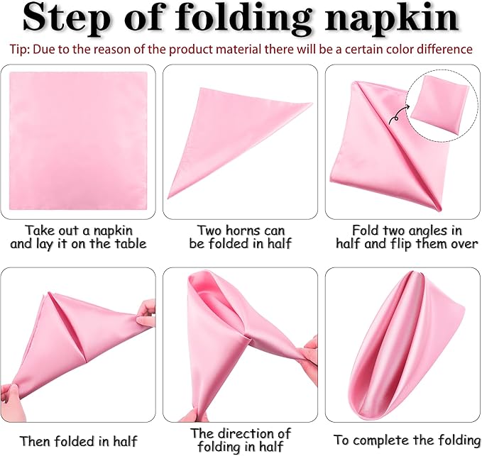 ANECO 12 Pieces Satin Napkins Soft Dinner Napkins Square Table Napkins 17 x 17 - Image 3