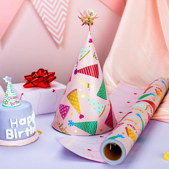 Yarcony Pink Birthday Wrapping Paper - Image 5