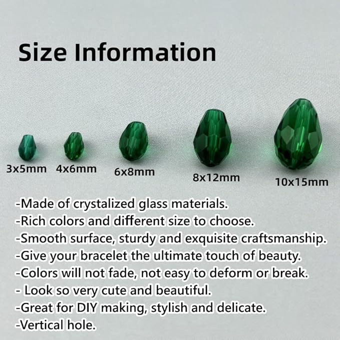 100pcs 8x12mm Teardrop Crystal Glass Beads - Image 2
