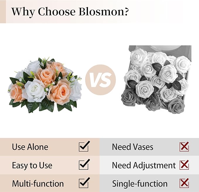 BLOSMON Flower Balls for Wedding Centerpieces: 10pcs Peach Fuzz 9.5 Inch Fake - Image 5