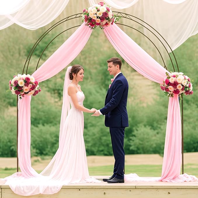 Blush Wedding Arch Draping Fabric Sheer Arch Drapes Backdrop Curtain - Image 3