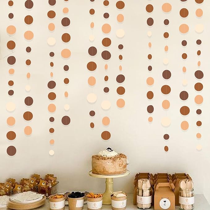 Ombre Brown Party Decorations Polka Dots Garlands Cream Tan Brown Boho Hanging by pinkblume