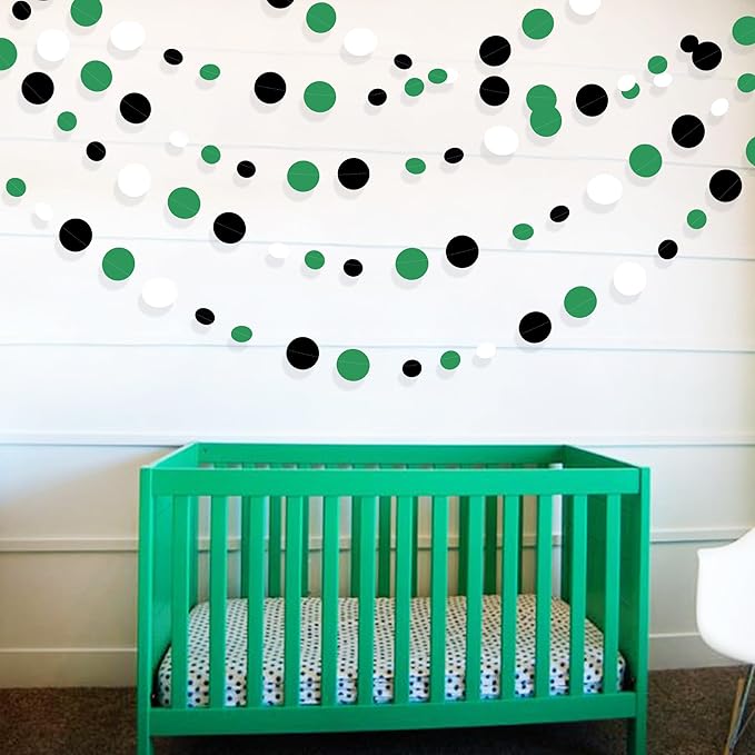 46 Ft Black Green Party Decorations Polka Dots Garlands Green and Black White - Image 7