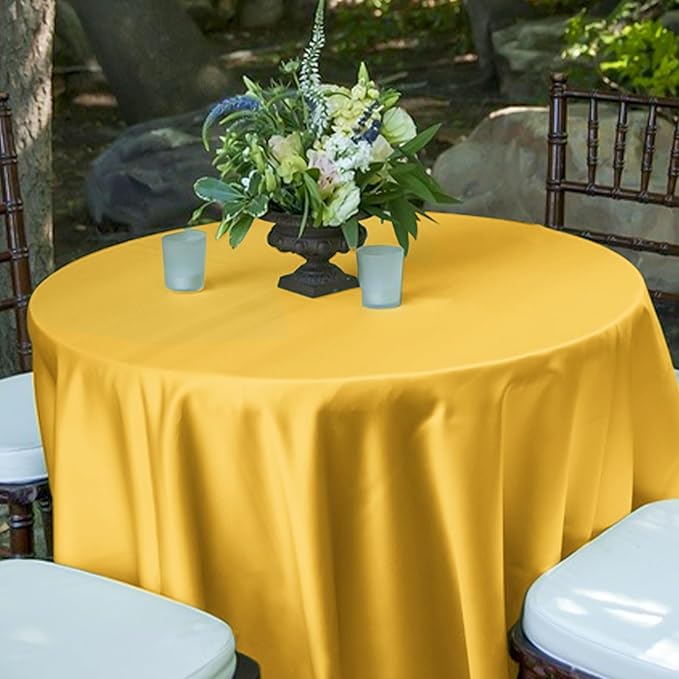 12 Pack 108 Inch Gold Satin Tablecloth - Image 6
