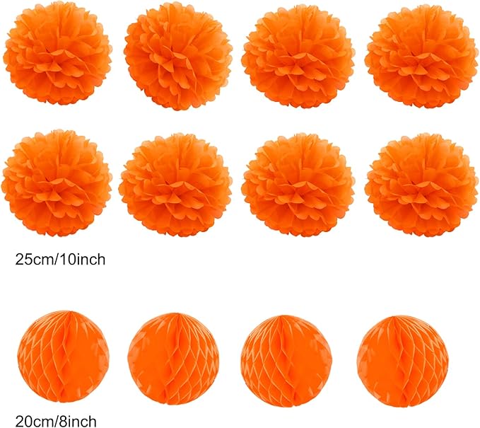 Hanging Paper Fan Set, Tissue Paper Pom Poms Flower Fan and Honeycomb Balls - Image 3