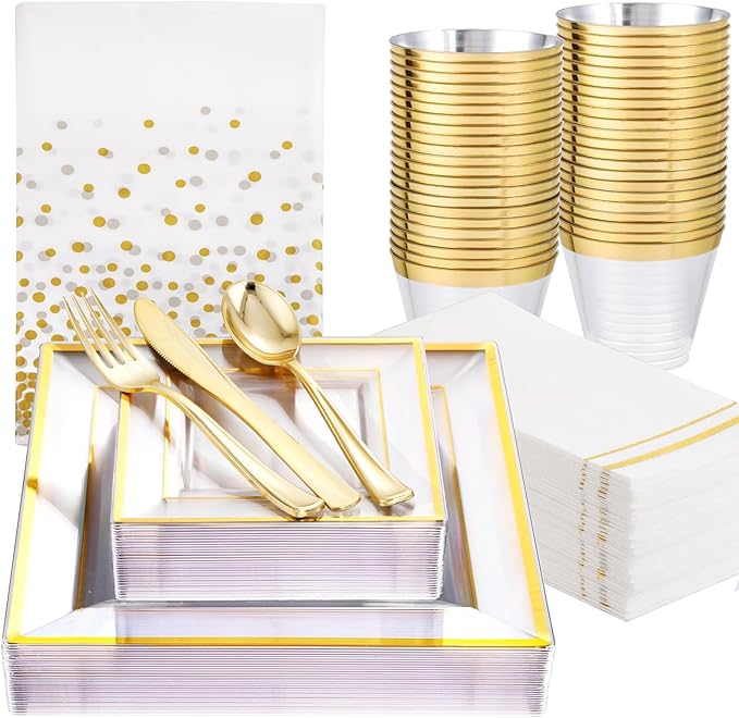 Festiva 176Pcs Clear and Gold Plastic Plates by Festiva