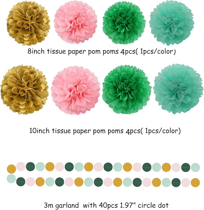 Sage-Green Pink-Gold Baby Bridal-Shower Decorations - Image 3