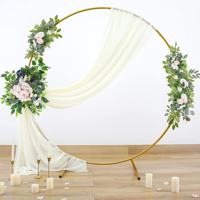 Wedding Arch Draping Fabric Beige Arch Drapes Sheer Backdrop Curtain - Image 9