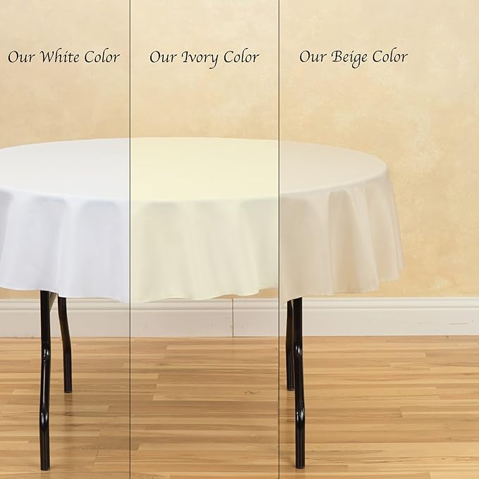 LinenTablecloth 70-Inch Round Polyester Tablecloth Ivory - Image 5