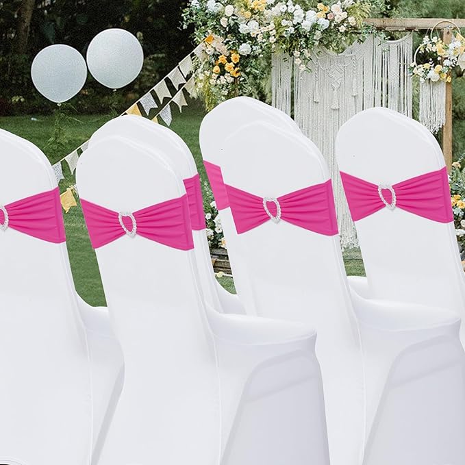 Howhic Pack of 120 Spandex Chair Sashes Bows Stretch Chair Cover Band - Image 7