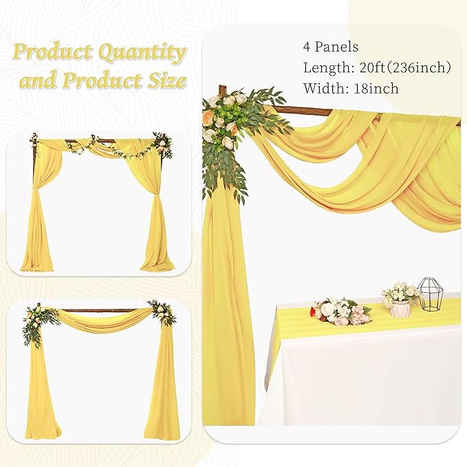 4 Panels Wedding Arch Draping Fabric 28" x 20Ft Curtain Backdrop Wedding Arch - Image 4