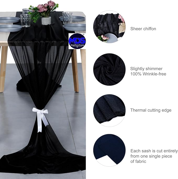MDS 25 Pack 10ft Chiffon Table Runner 29 x 120 Inches Sheer Wedding Runner - Image 6