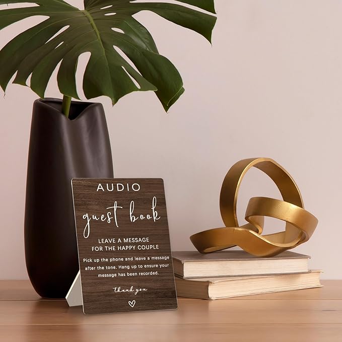Audio Guestbook Sign, Audio Phone Guestbook Wooden Stand 5x7inch, Wedding - Image 5
